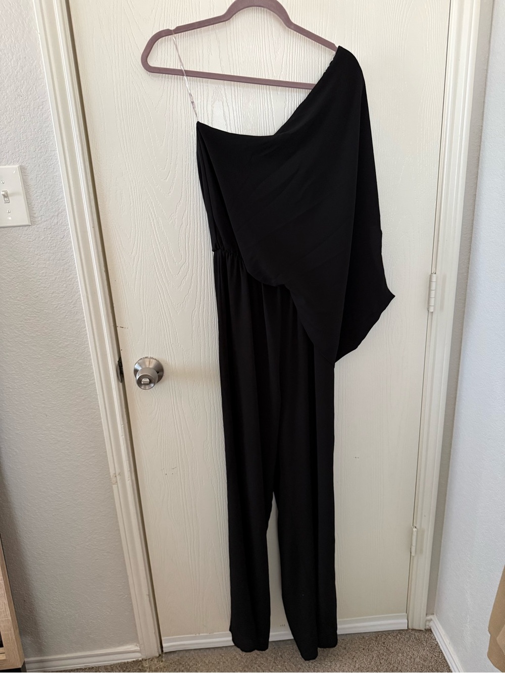 Vici Black One-Shoulder Draped Jumpsuit